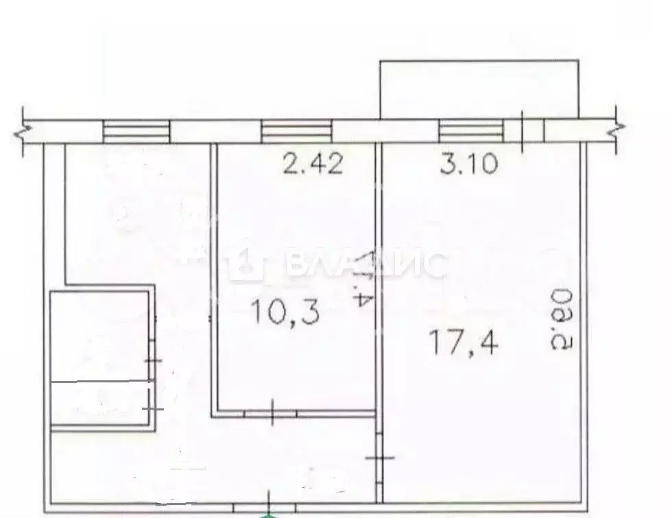 2-к кв. Бурятия, Улан-Удэ Октябрьская ул., 43 (43.5 м) - Фото 2