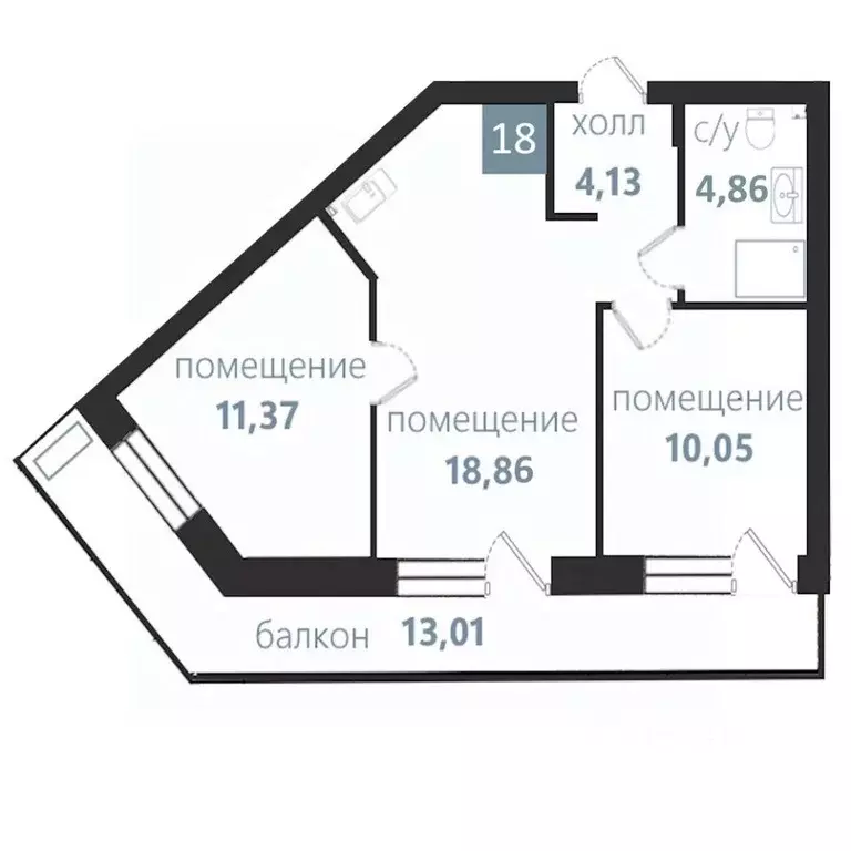 3-к кв. Калининградская область, Балтийск  (62.28 м) - Фото 0
