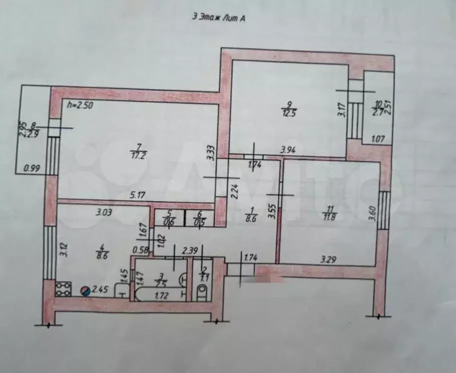 3-к. квартира, 63,4 м, 3/3 эт. - Фото 0