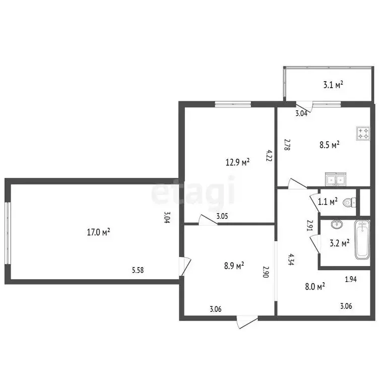 2-комнатная квартира: посёлок Стрельна, Львовская улица, 19к2 (59.6 м) - Фото 1