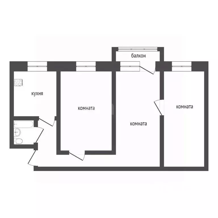 3-к кв. Курганская область, Курган Краснодонская ул., 2 (57.2 м) - Фото 1