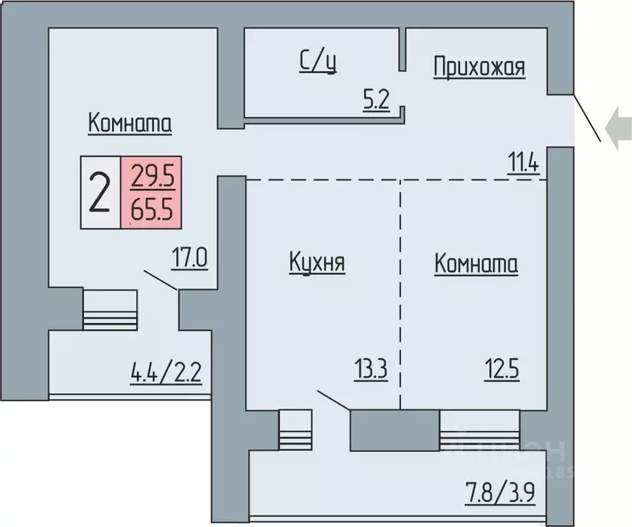 2-к кв. Курганская область, Курган Солнечный бул., 19 (65.5 м) - Фото 0