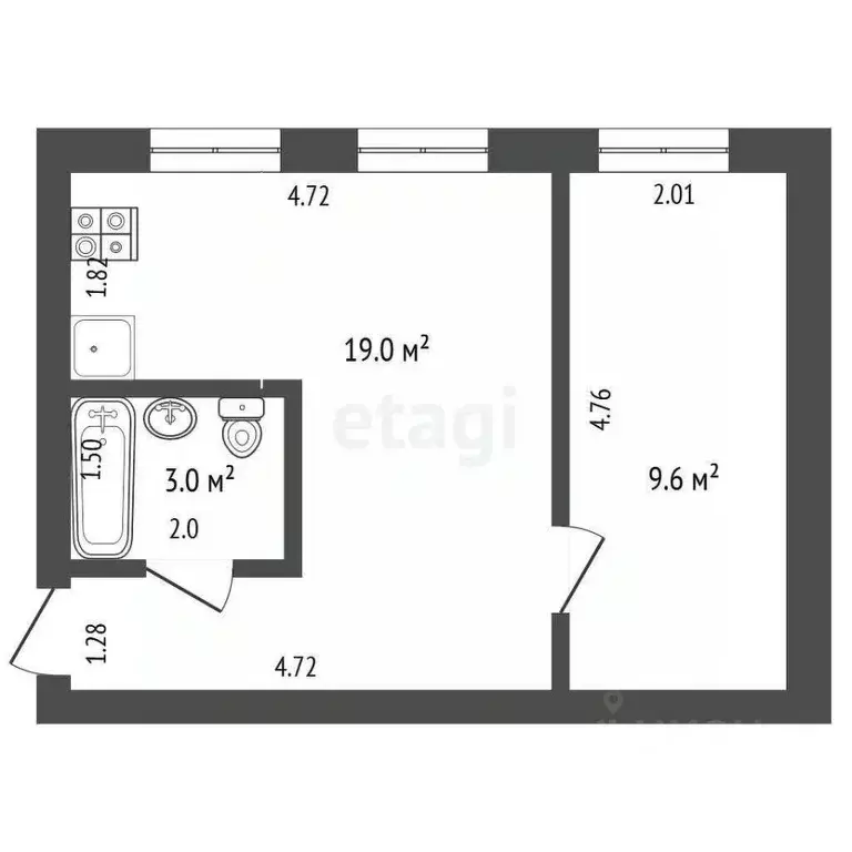 2-к кв. Нижегородская область, Выкса ул. Корнилова, 100/5 (32.0 м) - Фото 0