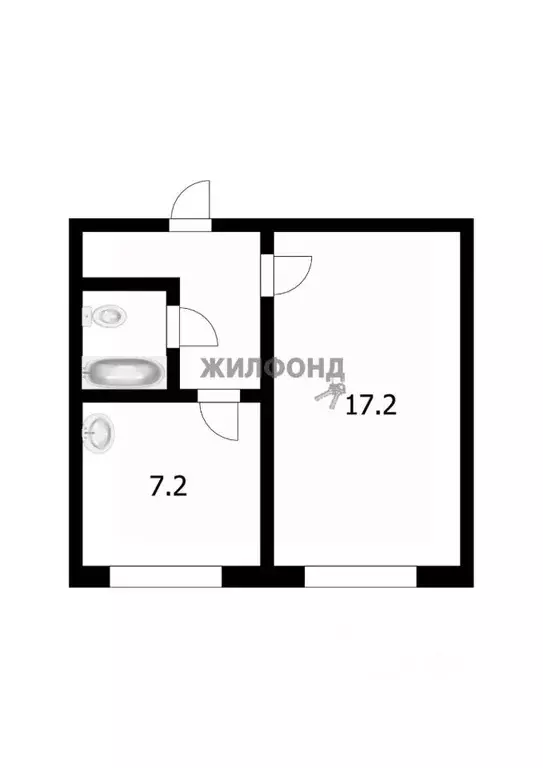 1-к кв. Кемеровская область, Новокузнецк ул. Тореза, 19 (32.3 м) - Фото 1