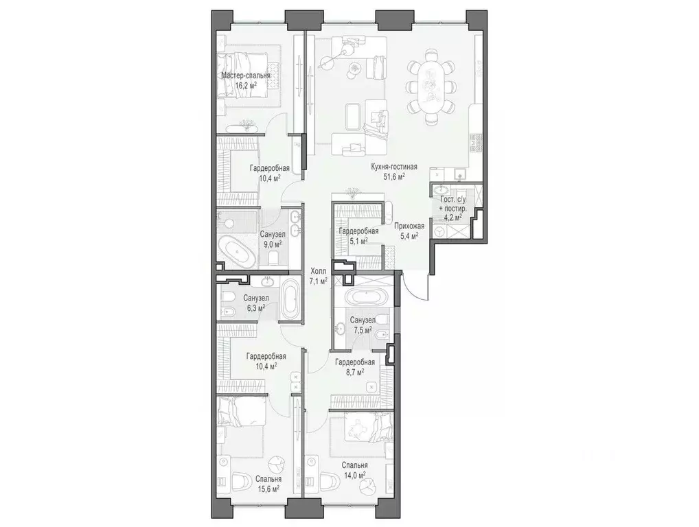 3-к кв. Москва 2-я Черногрязская ул. (173.0 м) - Фото 1