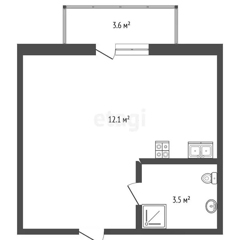 Квартира-студия: Алупка, Севастопольский переулок, 7А (15.6 м) - Фото 1