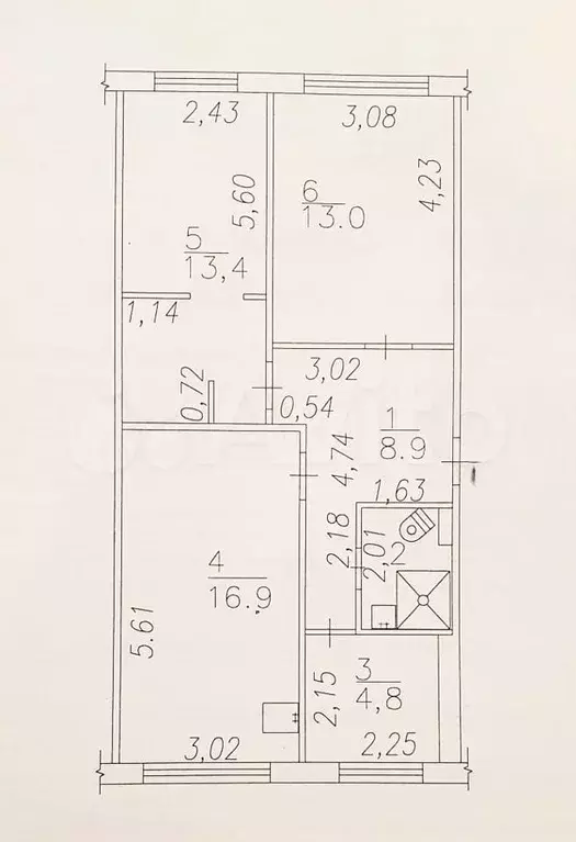 3-к. квартира, 60 м, 1/5 эт. - Фото 0