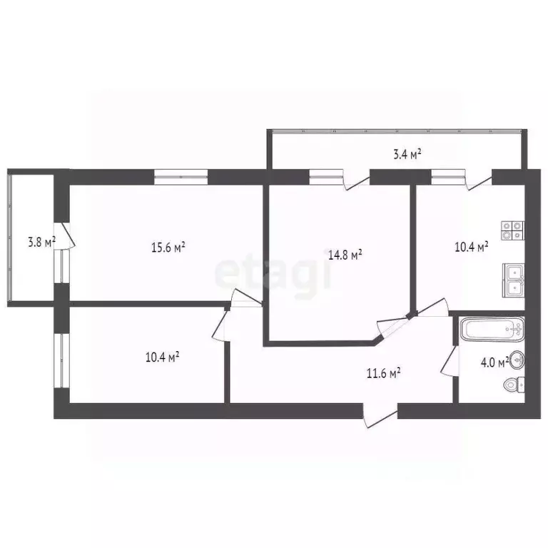 3-к кв. Ростовская область, Аксай ул. Речников, 16к1 (70.2 м) - Фото 1