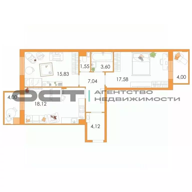 3-к кв. Тульская область, Тула ул. Самоварная, 12 (67.84 м) - Фото 2