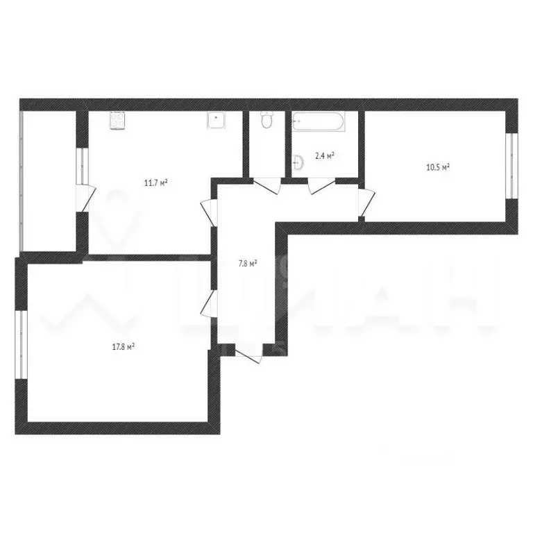 2-к кв. Самарская область, Тольятти ул. Мира, 152 (53.8 м) - Фото 2
