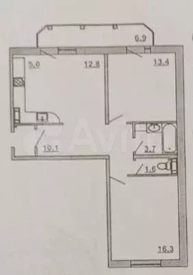 2-к. квартира, 63 м, 5/7 эт. - Фото 0