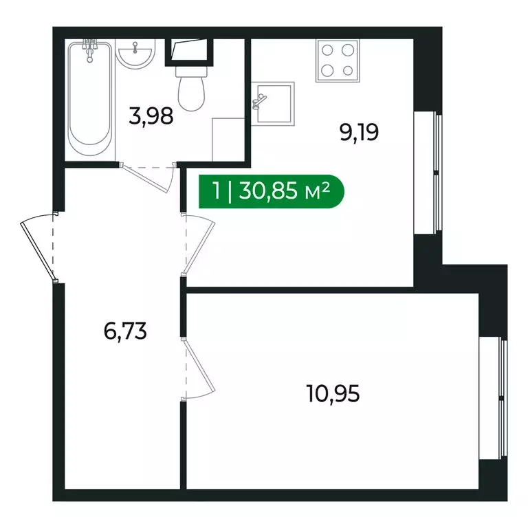 1-комнатная квартира: Сертолово, ЖК Сертолово Парк (30.85 м) - Фото 1
