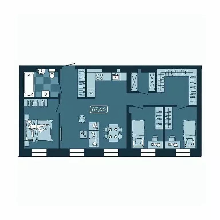 4-к кв. Приморский край, Владивосток ул. Борисенко, 100Кс1 (67.66 м) - Фото 0