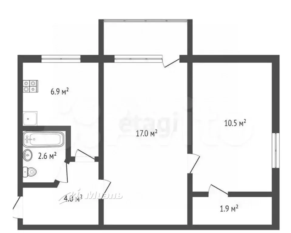 2-к кв. Севастополь просп. Генерала Острякова, 90 (46.0 м) - Фото 1