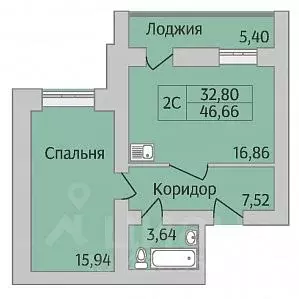 2-к кв. Новосибирская область, Новосибирск ул. Юности, 9 (46.66 м) - Фото 0
