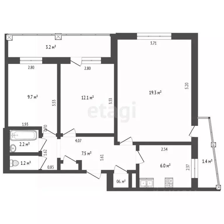 3-к кв. Московская область, Фрязино просп. Мира, 5 (62.2 м) - Фото 2