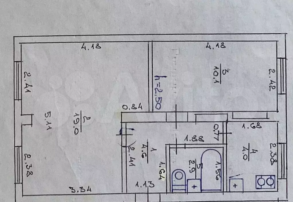 2-к. квартира, 44,5 м, 2/2 эт. - Фото 0