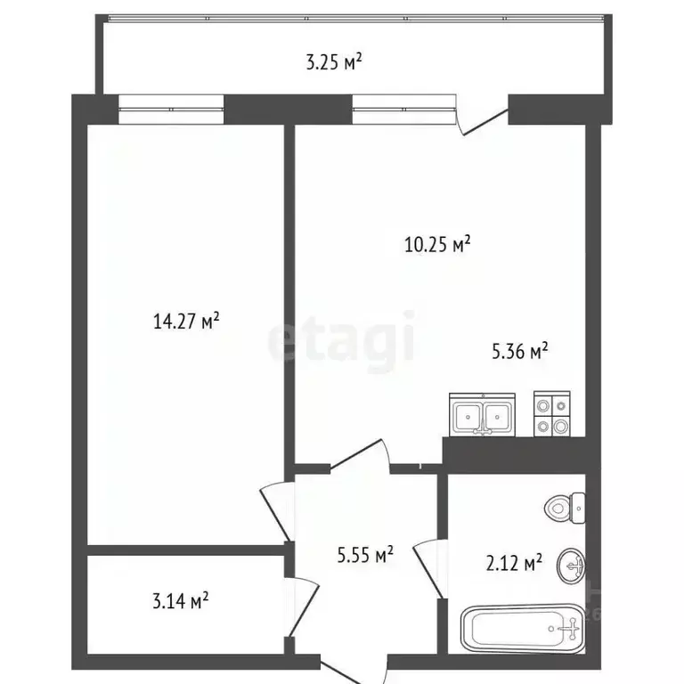 1-к кв. Татарстан, Набережные Челны 65-й комплекс, 15 (46.0 м) - Фото 2