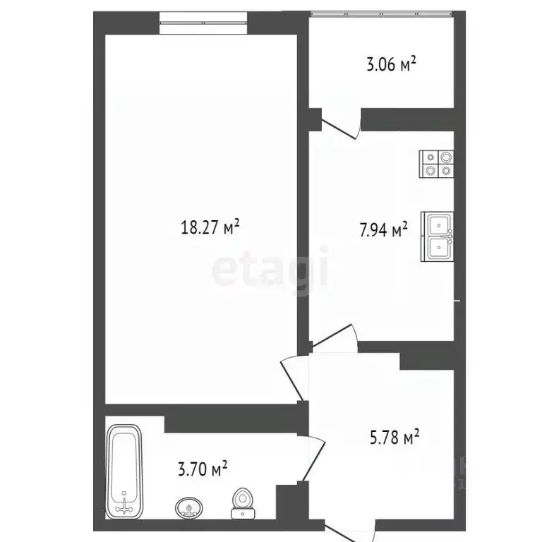 1-к кв. Ростовская область, Аксай ул. Менделеева, 53А (34.4 м) - Фото 1