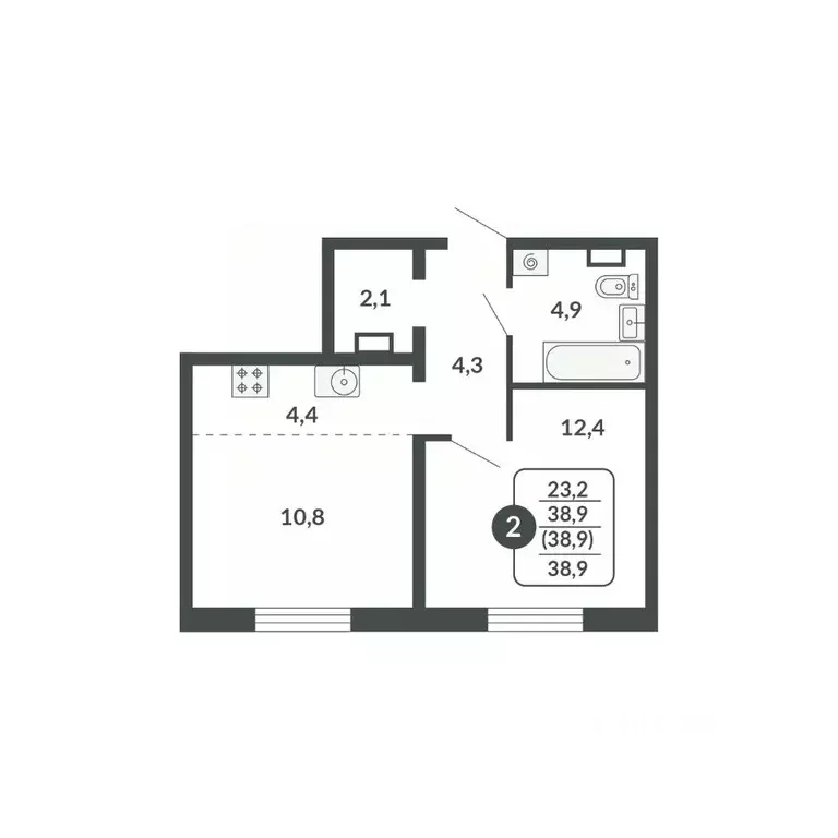 2-к кв. Кировская область, Киров Московская ул., 209 (38.9 м) - Фото 1