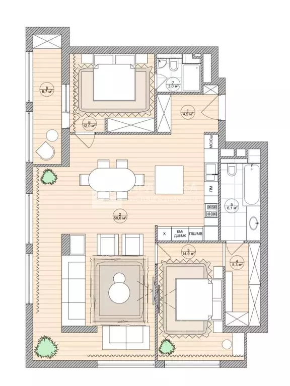 3-к кв. Москва ул. Василисы Кожиной, 13 (85.0 м) - Фото 2