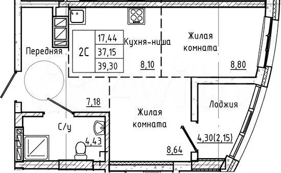 1-к. квартира, 39,3 м, 20/26 эт. - Фото 0