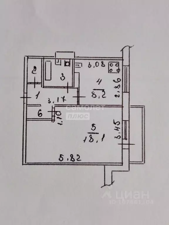 1-к кв. Липецкая область, Липецк ул. Имени Генерала Меркулова, 43 ... - Фото 2