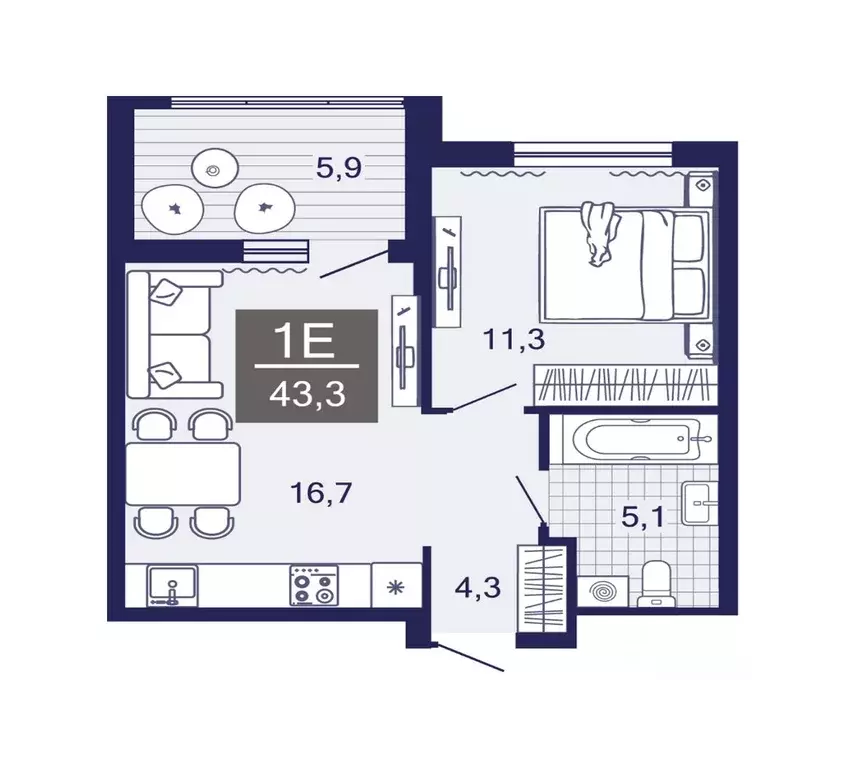 1-к кв. Тюменская область, Тюменский муниципальный округ, д. Дербыши ... - Фото 0