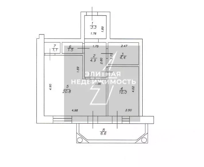 1-к кв. Татарстан, Казань ул. Нурсултана Назарбаева, 10 (53.0 м) - Фото 2