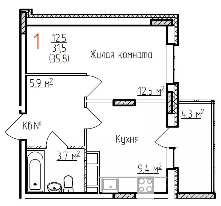 1-к кв. Владимирская область, Владимир Добросельская ул., 178 (35.8 м) - Фото 0