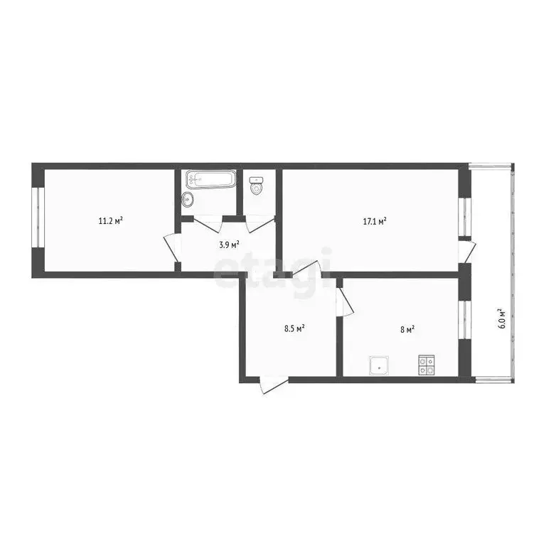 2-комнатная квартира: Череповец, улица Наседкина, 11 (48 м) - Фото 0