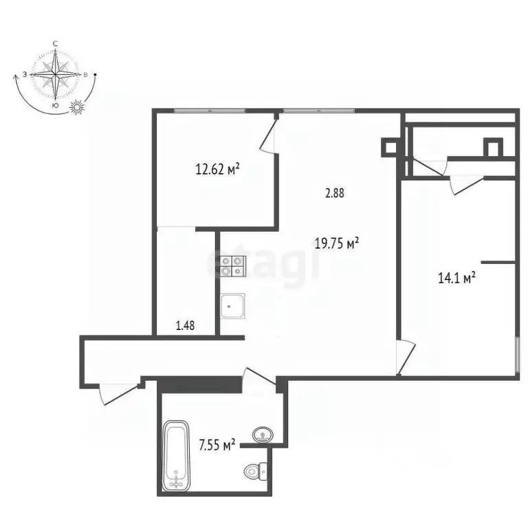 2-к кв. Омская область, Омск ул. Волховстроя, 23 (64.8 м) - Фото 1