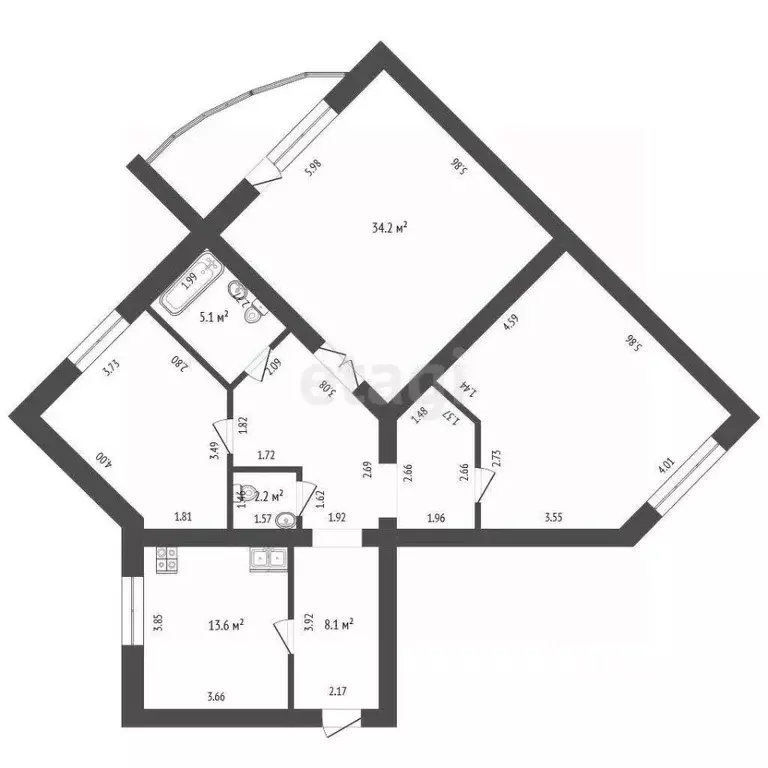 3-к кв. Тюменская область, Тюмень Харьковская ул., 64 (129.5 м) - Фото 2