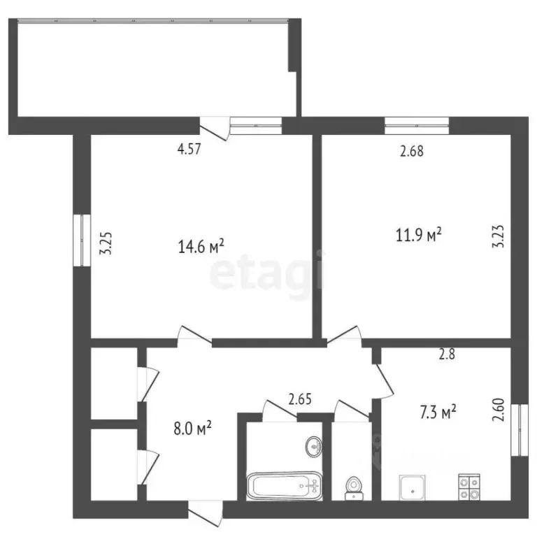 2-к кв. Крым, Симферополь ул. Киевская (47.2 м) - Фото 2