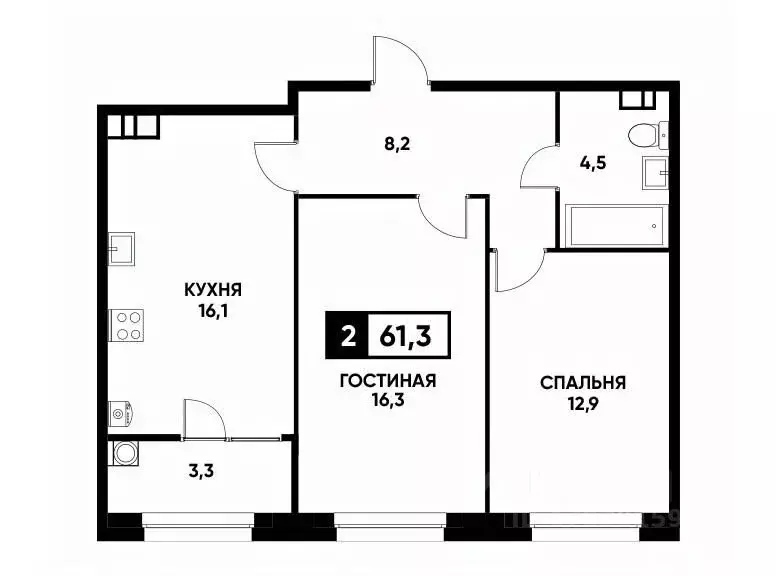 2-к кв. Ставропольский край, Ставрополь ул. Андрея Голуба, 12 (61.3 м) - Фото 0