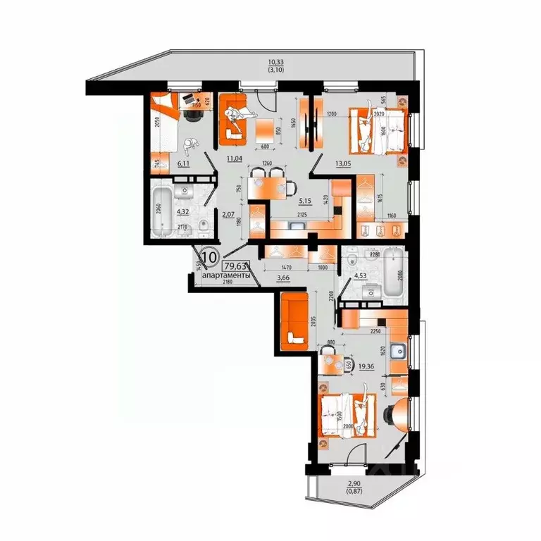 1-к кв. Приморский край, Владивосток Санрайс жилой комплекс (75.66 м) - Фото 1