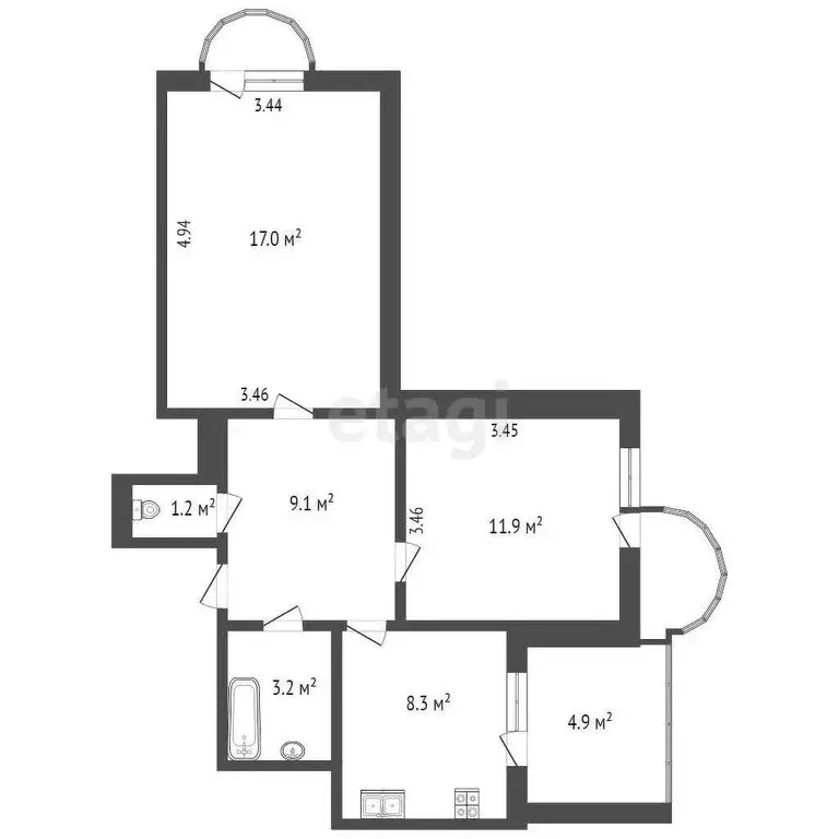 2-комнатная квартира: Севастополь, улица Астана Кесаева, 13 (51.3 м) - Фото 0