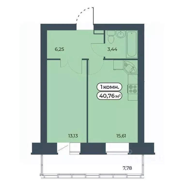 1-к кв. Красноярский край, Красноярск ул. Светлова, 25/1 (40.76 м) - Фото 1