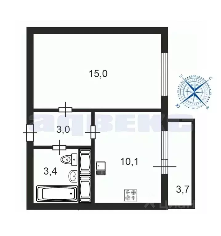 1-к кв. Санкт-Петербург Комендантский просп., 62 (31.5 м) - Фото 2