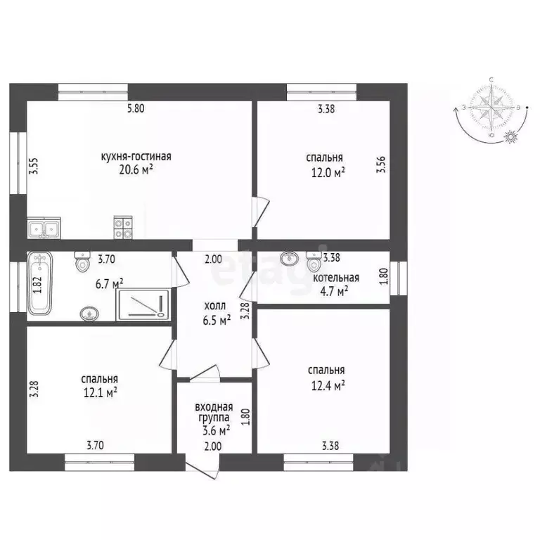 Дом в Тюменская область, Тюменский район, с. Перевалово ул. Зеленая ... - Фото 2