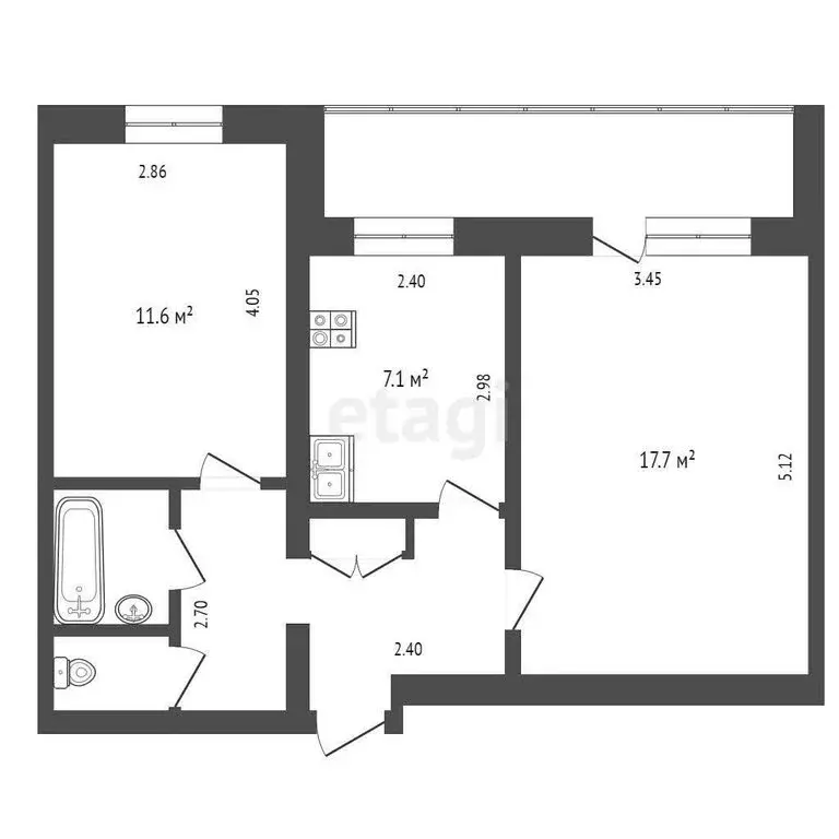 2-комнатная квартира: Тюмень, улица Шишкова, 84 (48.7 м) - Фото 1