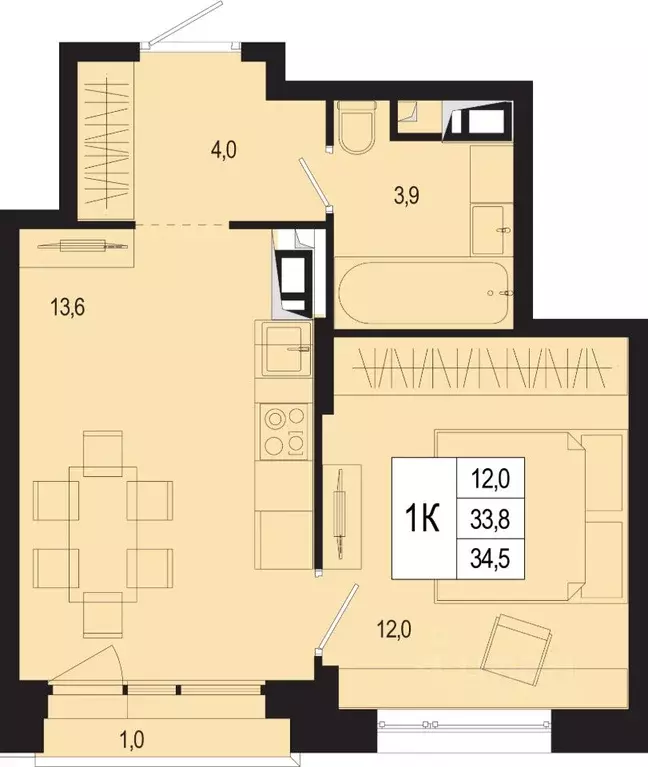 1-к кв. Московская область, Подольск городской округ, д. Борисовка ... - Фото 1