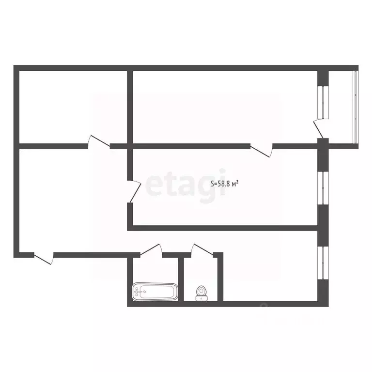 3-к кв. Кемеровская область, Юрга Кузбасский просп., 10 (67.8 м) - Фото 1