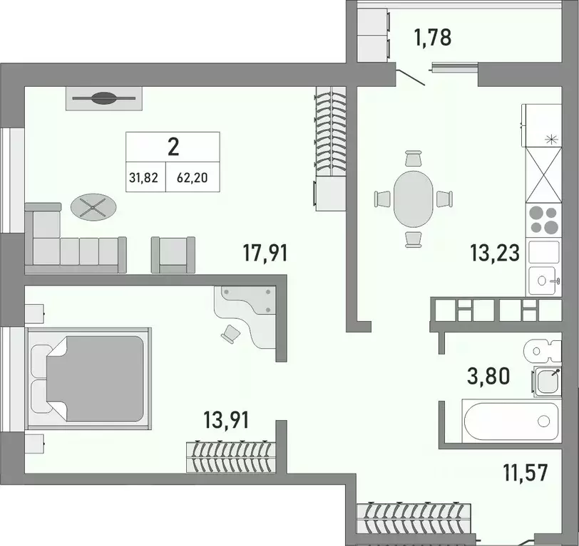 2-к кв. Оренбургская область, Оренбург ул. Юркина, 4/1 (62.2 м) - Фото 1