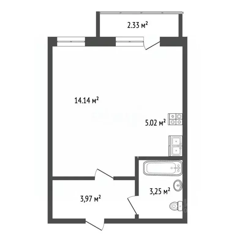 Студия Башкортостан, Стерлитамак просп. Октября, 95 (26.7 м) - Фото 1