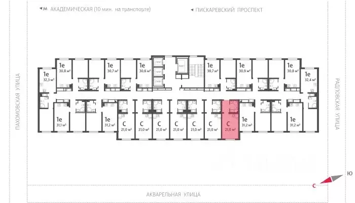 Студия Санкт-Петербург ул. Пахомовская, 12к2 (20.9 м) - Фото 1