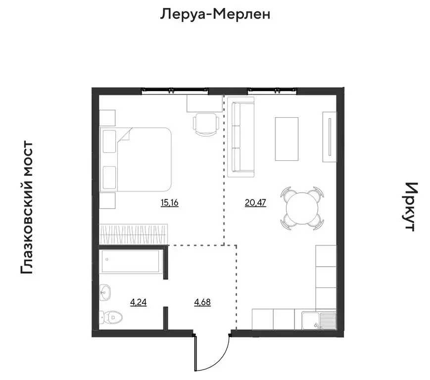 2-комнатная квартира: Иркутск, квартал Затон, ЖК Затон (44.55 м) - Фото 1