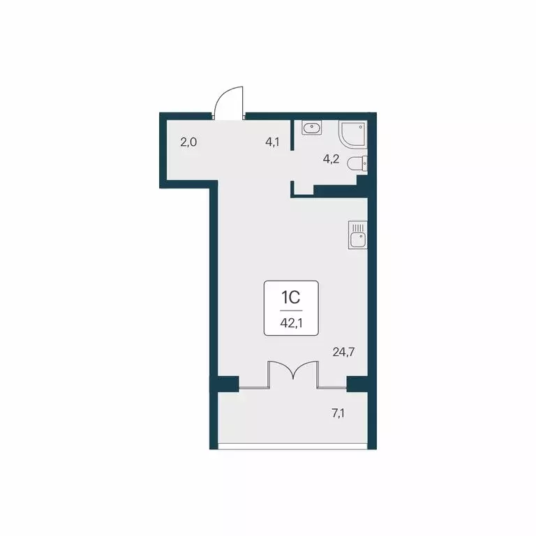 Квартира-студия: Алупка, Севастопольское шоссе, 6Ак3 (42.1 м) - Фото 1