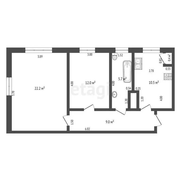2-комнатная квартира: Калининград, Краснокаменная улица, 11 (59.8 м) - Фото 0