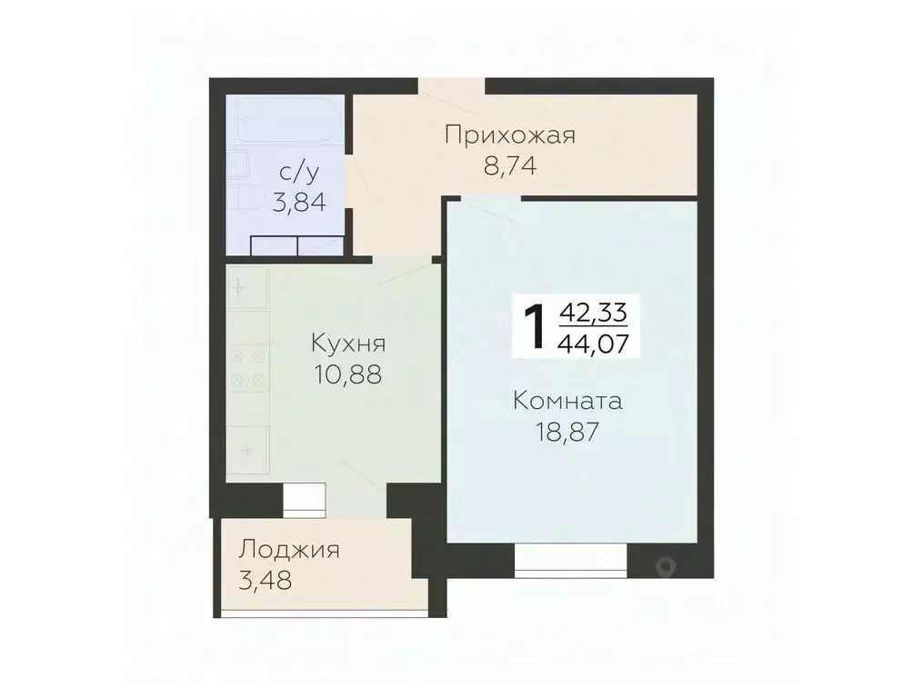 1-к кв. Орловская область, Орел ул. Панчука, 83Б (44.07 м) - Фото 0